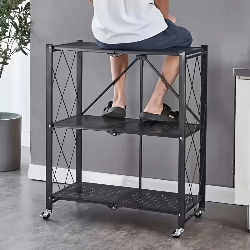 Rolling Storage Rack with Wheels, 3, 4 or 5 Tier Portable Movable Shelving Unit, No Assembly Required