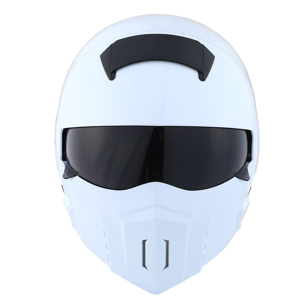 Motorcycle Helmet Convertible Full/Open-Face Shell with Detachable Mask, Smoked Shield, S-XL Sizes and Multiple Styles
