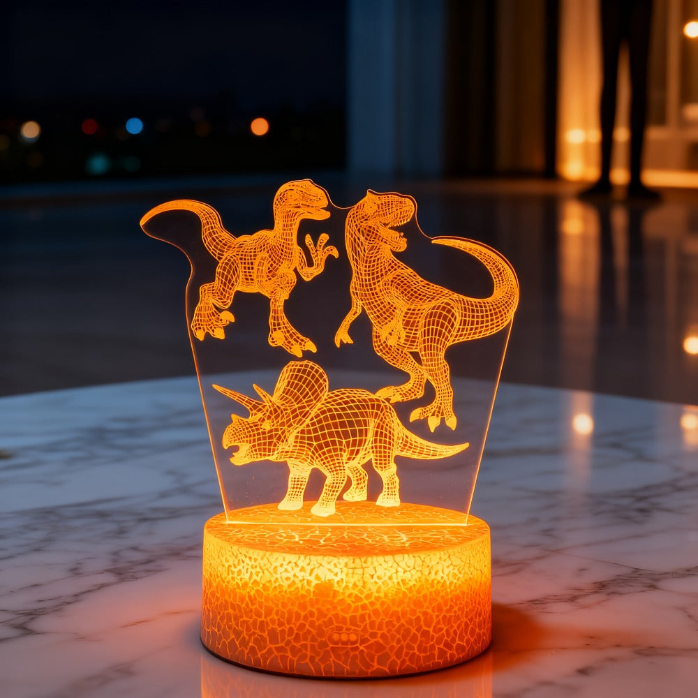 3D Holographic Dinosaur Night Lamp 16 Color Changing T-Rex LED Bedside Lamp Remote Touch for Entryways, Bedrooms and Living Spaces