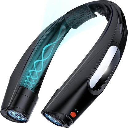 U-Shaped Neck Fan in Black or White with Six-Speed Display, Twin Fan Ends and USB Charging