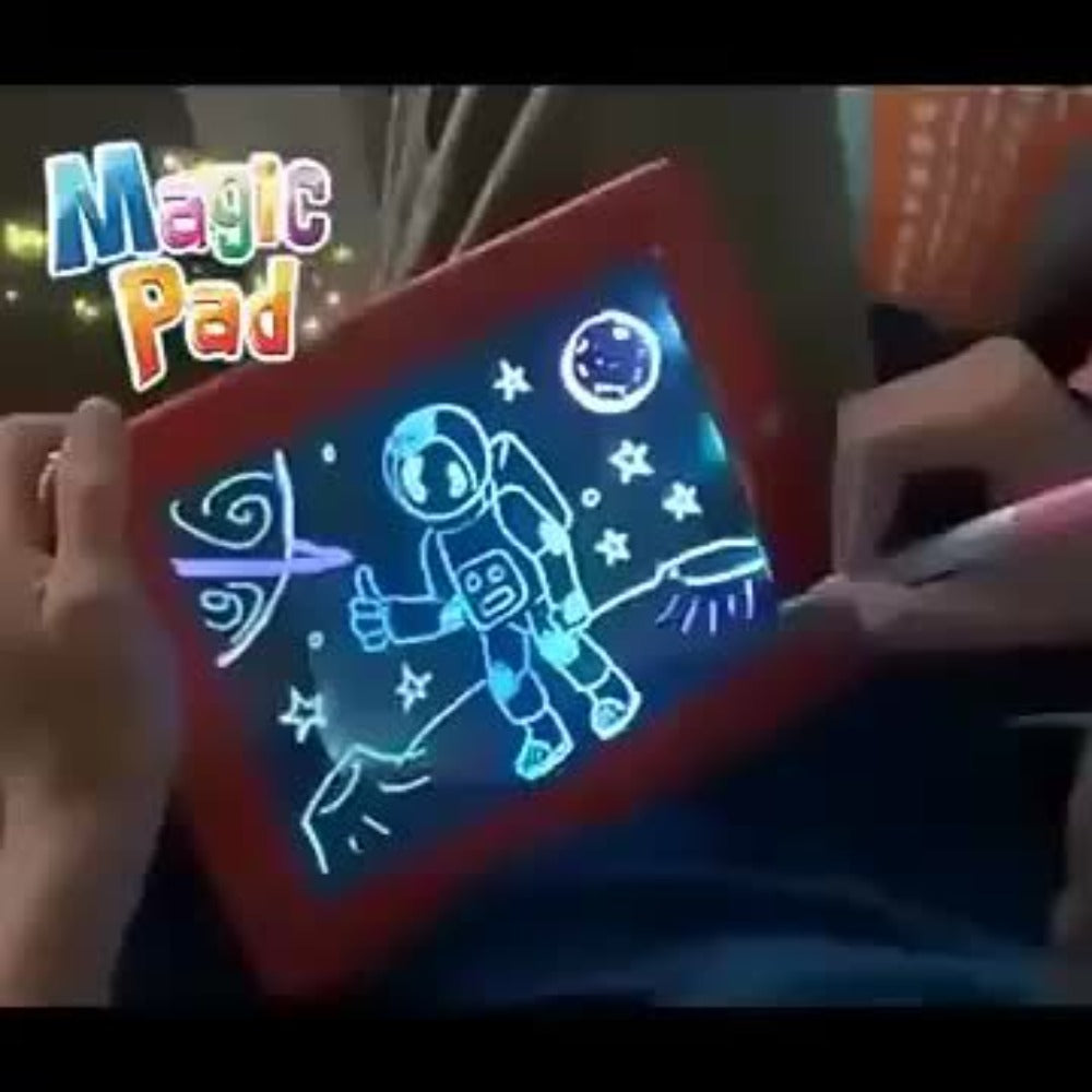 Light Up Drawing Board for Kids LED Doodle Art Set with Colorful Markers & 30 Cards Ages 3-8, Battery-Powered Glow Writing Board