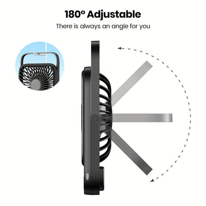 USB Desk Fan Battery Operated, 2000mAh & 5000mAh Rechargeable Mini Personal Fan, 4-Speed Adjustable