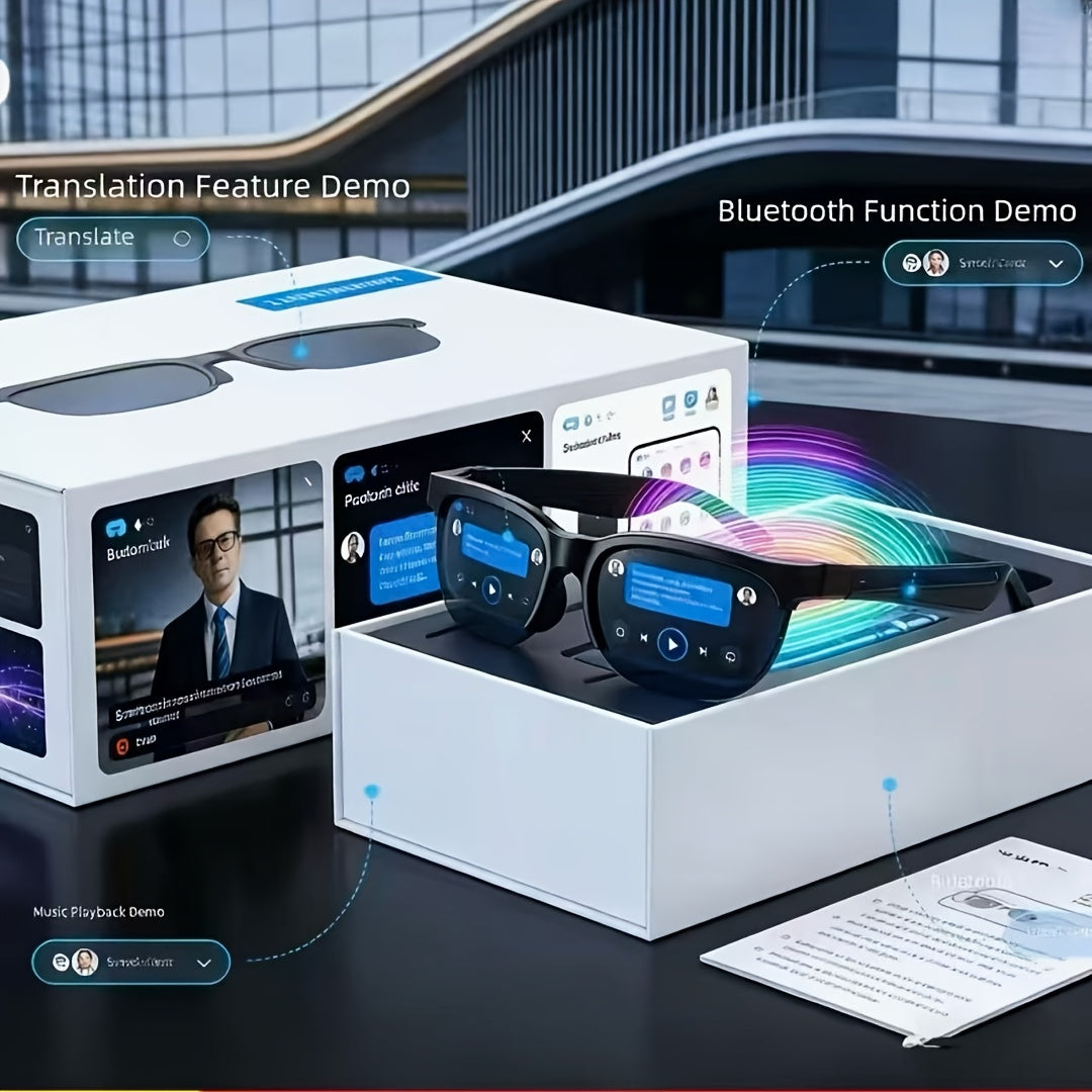 AI Translation Glasses with Real-Time Interpreter & Meeting Notes Summary, High-Speed WiFi, Smart Earphones