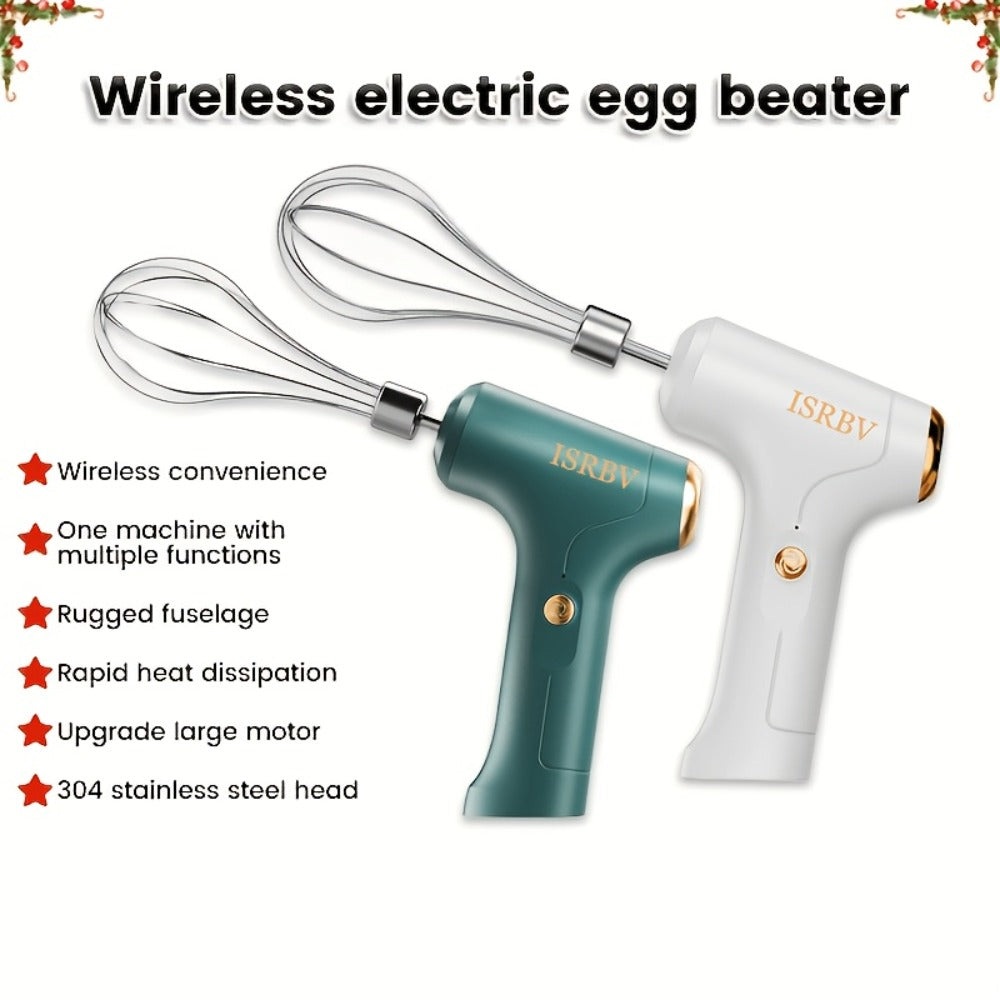 Wireless Electric Whisk Handheld Mixer - Rechargeable Cordless Egg Beater with Vertical Stand Design