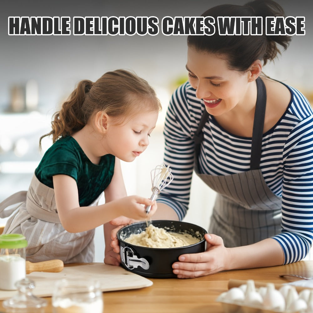 Springform Cake Pan Set, Nonstick Carbon Steel Cheesecake Pan with Removable Bottom & Locking Latch