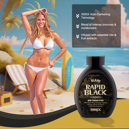 Black Flip-Cap Self-Tanning Lotion 200ml with Coconut and Glycerin Labeling for Body Application