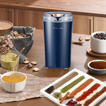 200W-Labeled Electric Coffee Grinder with Press-Lid Control, Two-Leaf Blade and Three Housing Options