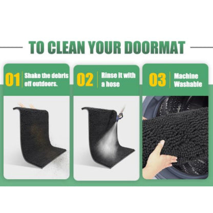 Chenille Doormat Absorbent Non-Slip Washable Indoor Outdoor Mat – Soft Shaggy Entryway Rug for Muddy Paws