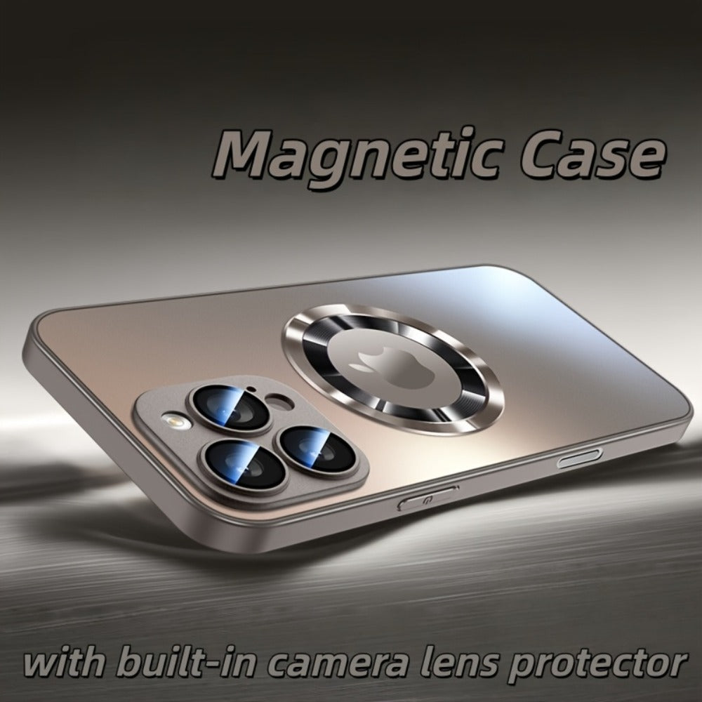 Phone Case Frosted Tempered Glass and TPU Cover with Integrated Lens Film for Select iPhones