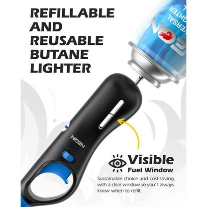 Six-Pack Refillable Butane Candle Lighters with Long Metal Wands and Assorted Mixed Colors