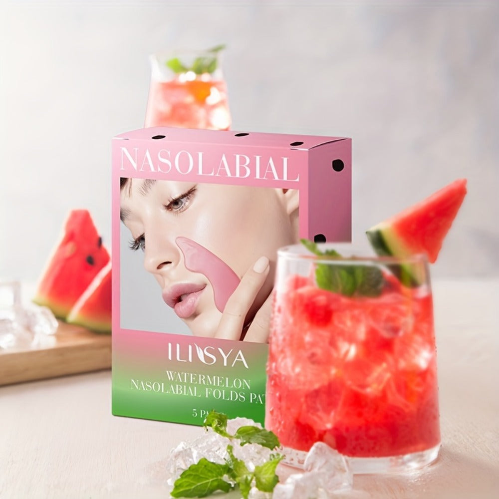 Nasolabial Fold Patches with Watermelon Collagen & Niacinamide, Caffeine Smile Lines Face Patches for Deep &