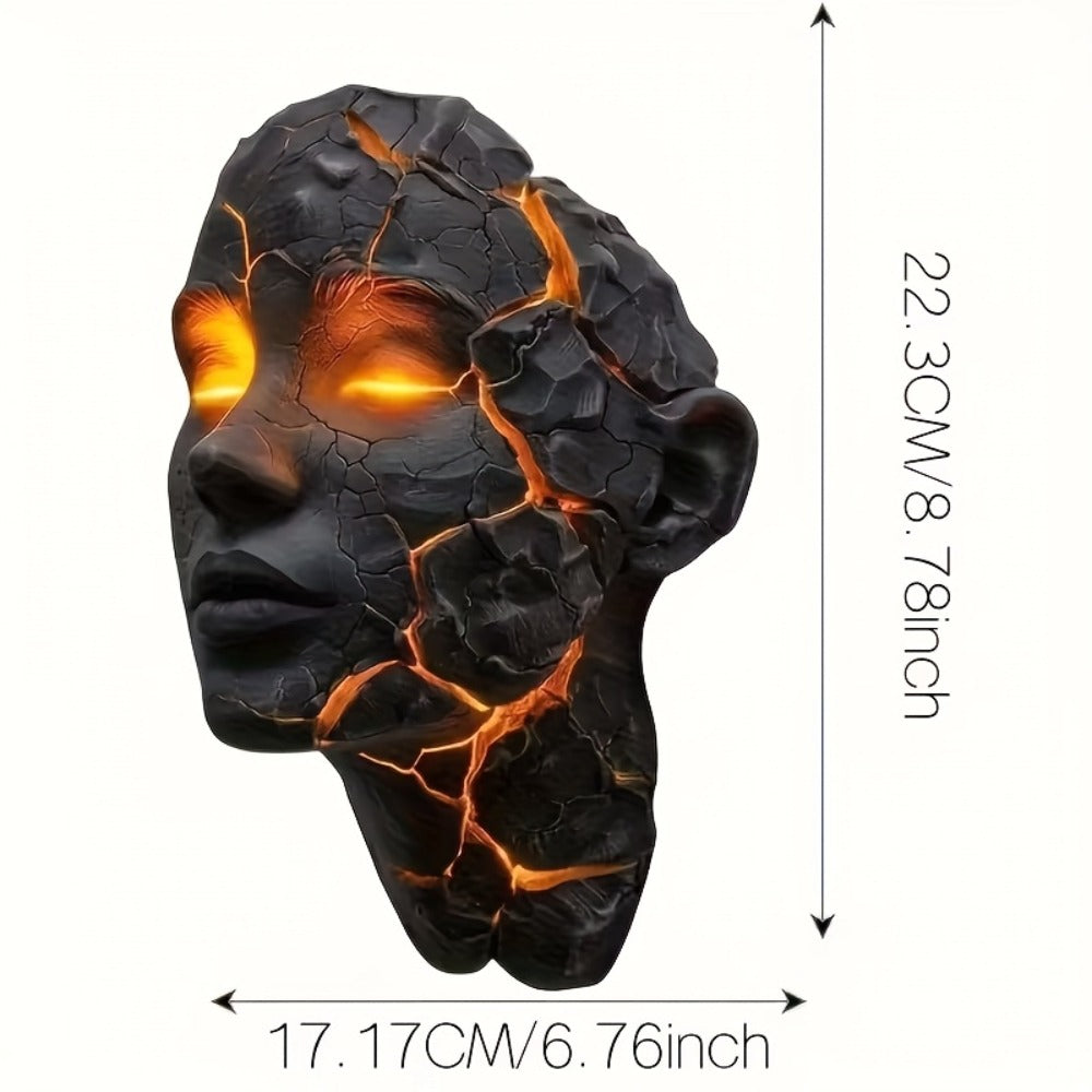 3D Wall Lamp Shattered LED Night Light Broken Face Moving Effect, Gothic Plug-In Wall Decor Light for Bedroom