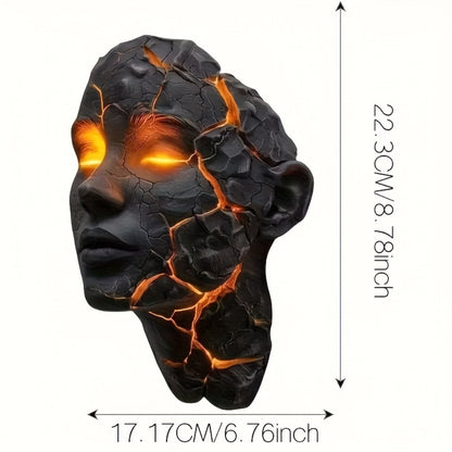 3D Wall Lamp Shattered LED Night Light Broken Face Moving Effect, Gothic Plug-In Wall Decor Light for Bedroom