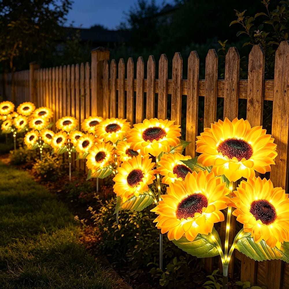 Solar Garden Lights Sunflower Stake Lanterns, IP44 with 1- or 2-Piece configurations Options for Lawn Decor