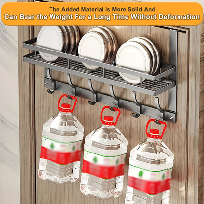 Over Door Hook Rack Metal | No Drill Behind Door Organizer with 5 6 8 Hooks for Clothes Bags Keys Towels – Space-Saving Wall Mount Storage