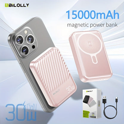 Power Bank Magnetic 6000-15000mAh with 30W Wired, 15W Wireless, Dual USB-C and Display in Four Colors