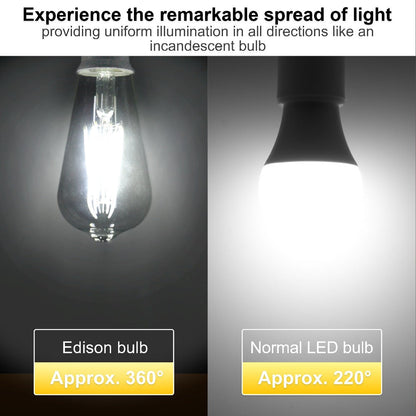 LED Edison Bulbs ST64 6 Pack 6W 60W Equivalent - E26 Vintage Filament Globe Bulb 700LM Flicker-Free Non-Dimmable
