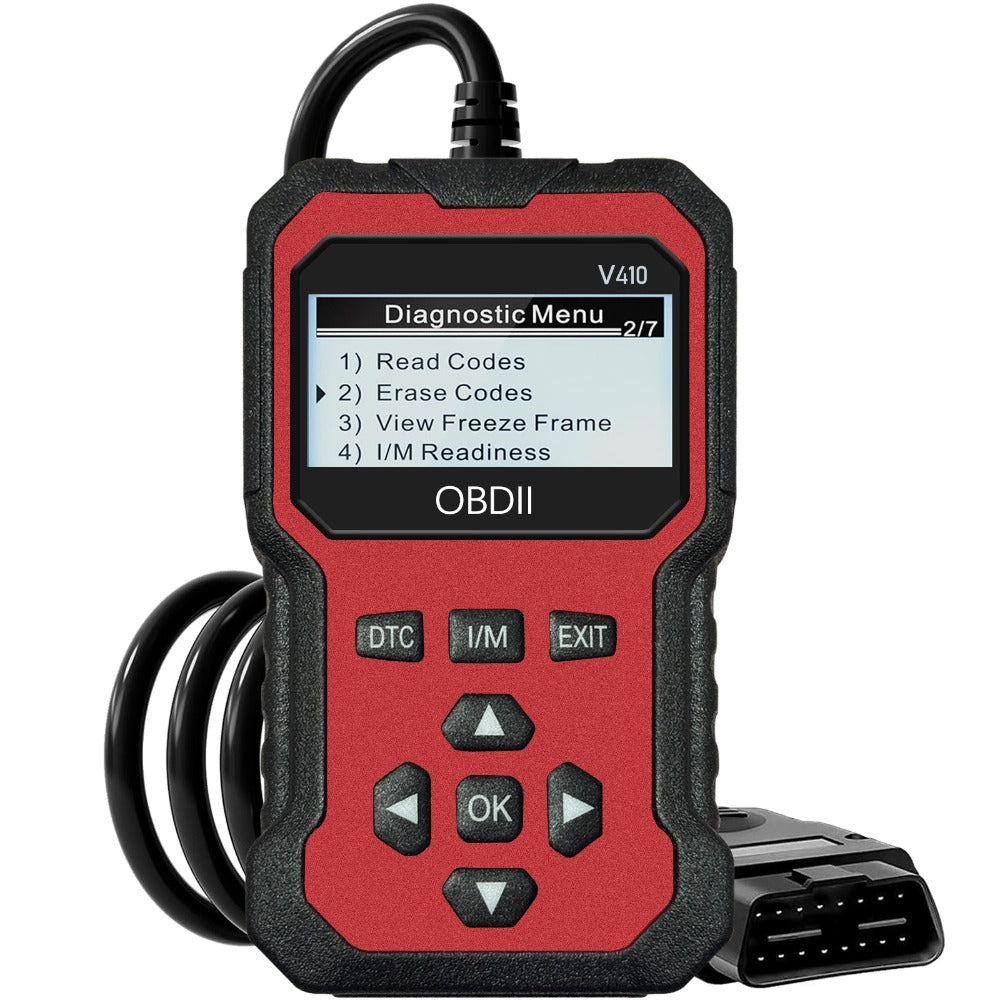 Color-Screen OBD2 Scanner with Read, Erase, Freeze-Frame and I/M Menus in Red, Yellow or Blue