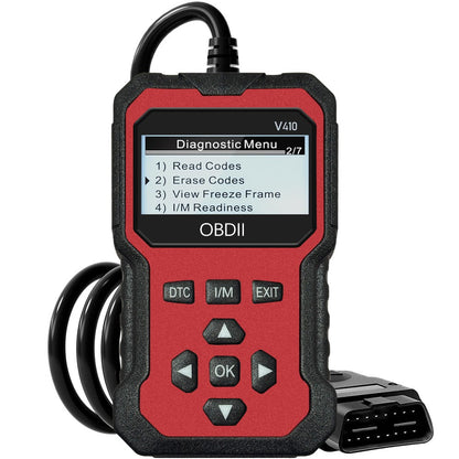 Color-Screen OBD2 Scanner with Read, Erase, Freeze-Frame and I/M Menus in Red, Yellow or Blue