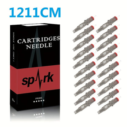 Tattoo Cartridge Needles with SPARK Label, 20-Piece Box and 24 Retained RL RS CM M1 Model Choices