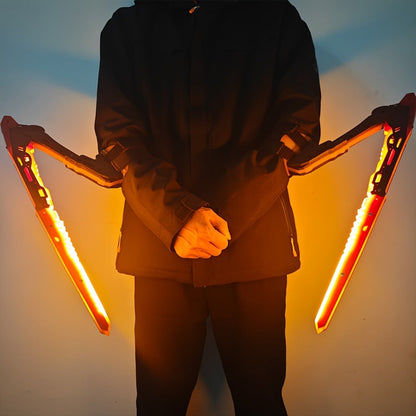 LED Mantis Knife Cyberpunk Light Up Acrylic Prop, Luminous Blade for Halloween Costume Cosplay Sci-Fi Role Play Party
