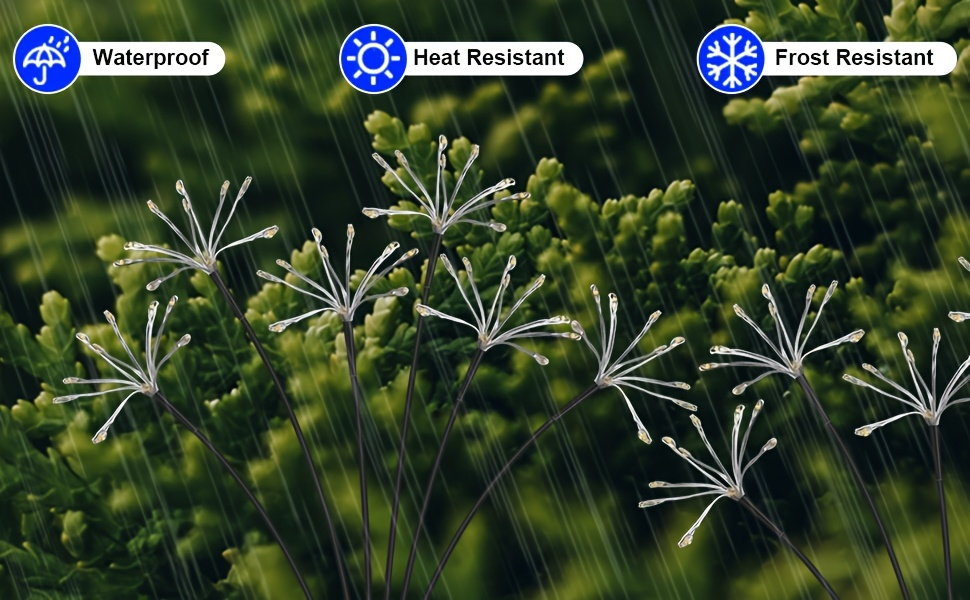 Solar Garden Lights 4-Pack Swaying Firework Stakes with Two Modes and Six Colors for Flowerbed Decor
