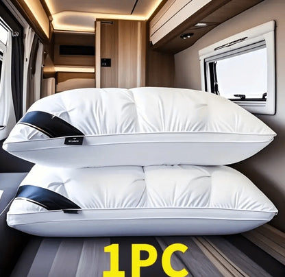 Hotel Quality Pillow Soft Polyester Fiber Deep Sleep Neck Support – No Collapse All Season Machine Washable Satin Cover Zipper Closure White