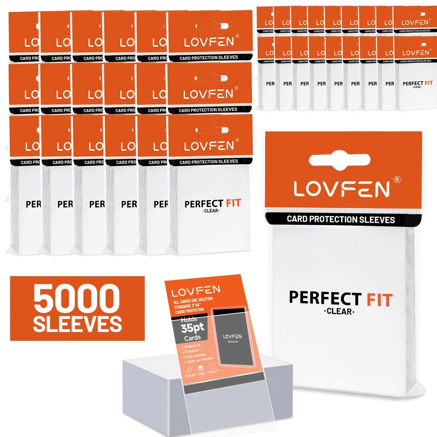 5000-Count Trading Card Storage Sleeve Pack with Clear Top-Loading Format for 35PT Card Holders