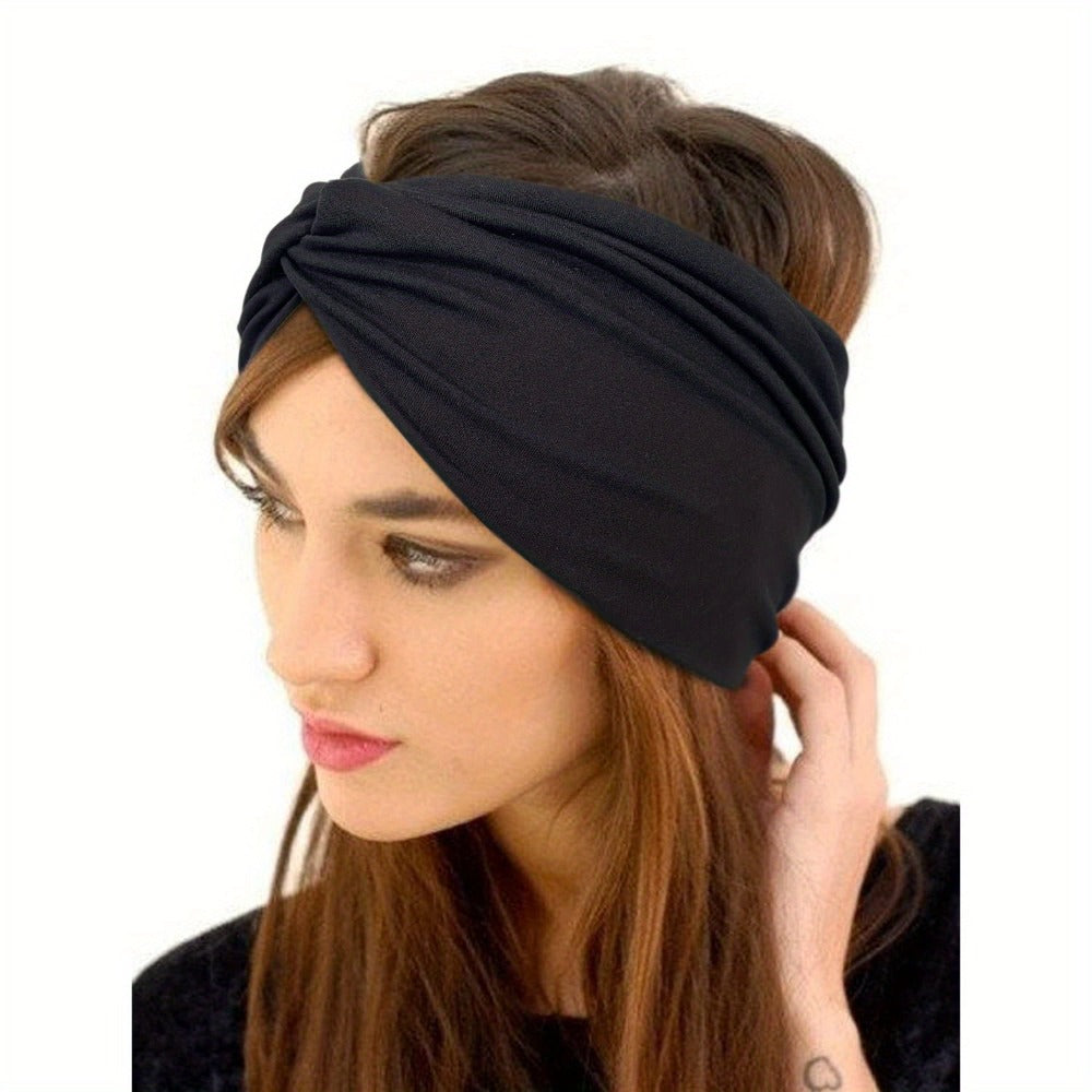 Stretchy Headbands 20 Pack for Women & Men – Soft Sweat-Wicking Non-Slip Elastic Turban Knot Hair Wraps Breathable Solid Colors for Yoga