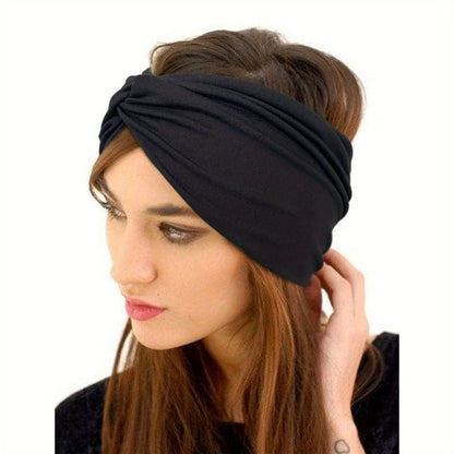 Stretchy Headbands 20 Pack for Women & Men – Soft Sweat-Wicking Non-Slip Elastic Turban Knot Hair Wraps Breathable Solid Colors for Yoga