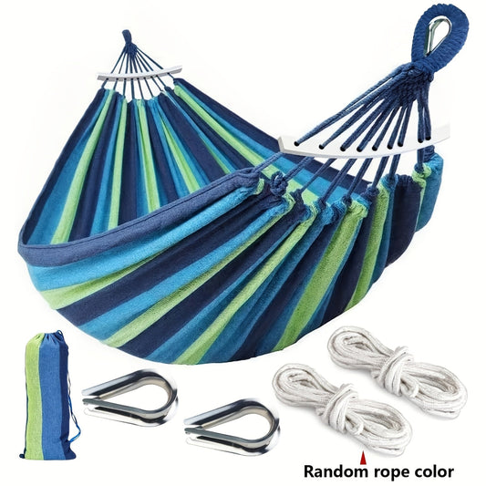 Woven Nylon-Style Hammock, 110 x 59 Inches with Two 118-Inch Ropes, Two D-Shaped Connectors and Carry Bag