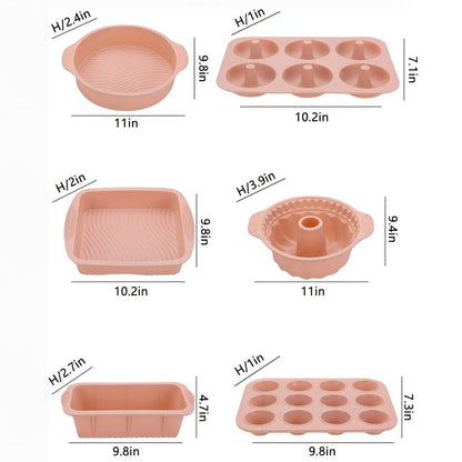 Silicone Baking Pan Set 6-Piece, Nonstick Silicone Cake Molds, Muffin Pan & Donut Baking Pan