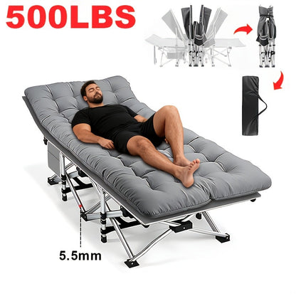 Heavy Duty Folding Bed 500 600 700 LBS Capacity Extra Large Portable Camping Cot Guest Bed with Optional Mattress Sturdy Steel Frame Flip-Up