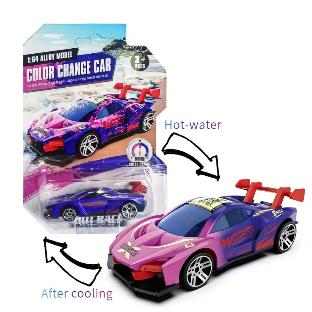Six-Piece Temperature-Responsive Color-Changing Die-Cast Toy Car Set with Assorted Vehicle Styles
