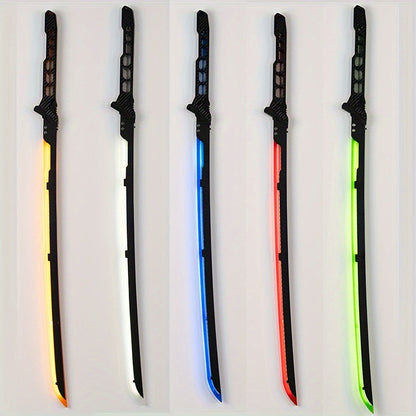 LED Samurai Sword Cyberpunk Glowing Katana 80cm, Acrylic Light-Up Blade for Halloween Costume Party Cosplay Sci-Fi Anime Props