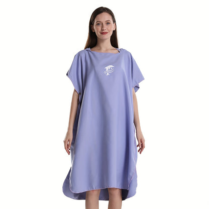 Quick-Dry Surf Poncho Towel Robe – Microfiber Beach Wrap with Shark Graphic, Super Absorbent Changing Robe for Swimming, Surfing & Travel
