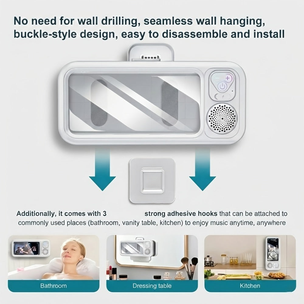 Shower Phone Holder Wall Mount with Bluetooth Speaker for an Everyday Personal Care Routine