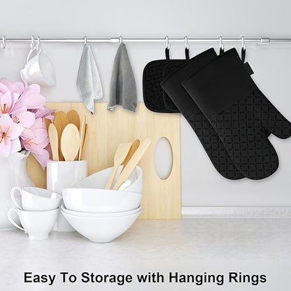 Oven Mitts and Pot Holders Set 6 Piece Heat Resistant Kitchen Gloves Cooking Mitts with Potholder