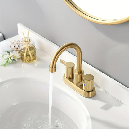 4-Inch Centerset Bathroom Faucet with Dual Handles, Swivel Spout and Single or Two-Piece Finish Options