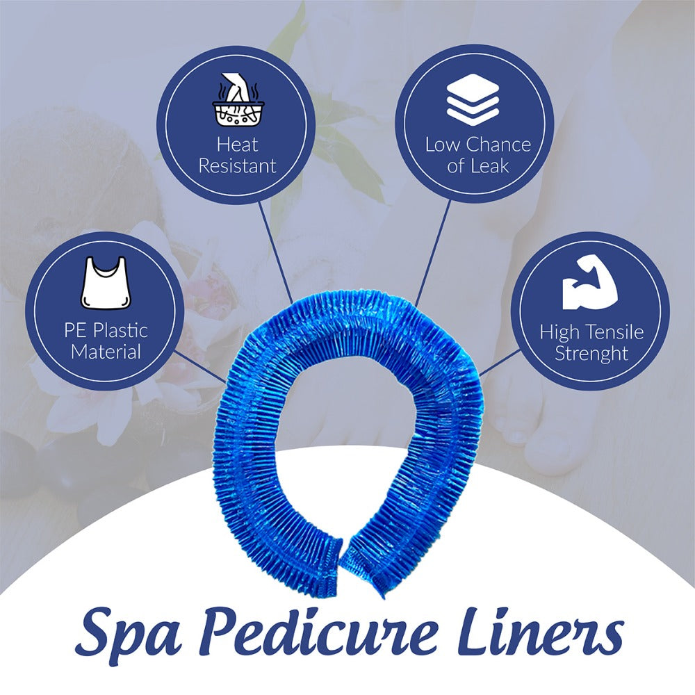 Disposable Pedicure Liners 400 Count XL 48"x48" Blue – Plastic Foot Spa Bowl Liners 9.5 Mic for Pedicure Chair Tub Nail Salon Spa