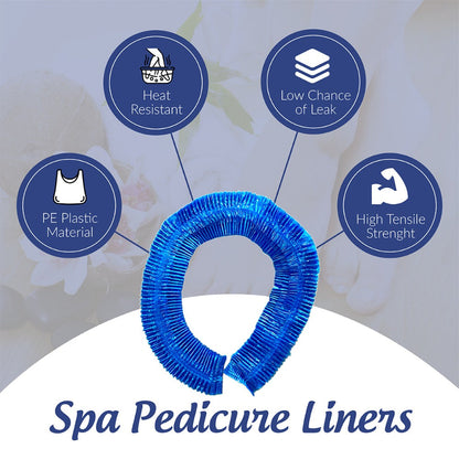 Disposable Pedicure Liners 400 Count XL 48"x48" Blue – Plastic Foot Spa Bowl Liners 9.5 Mic for Pedicure Chair Tub Nail Salon Spa