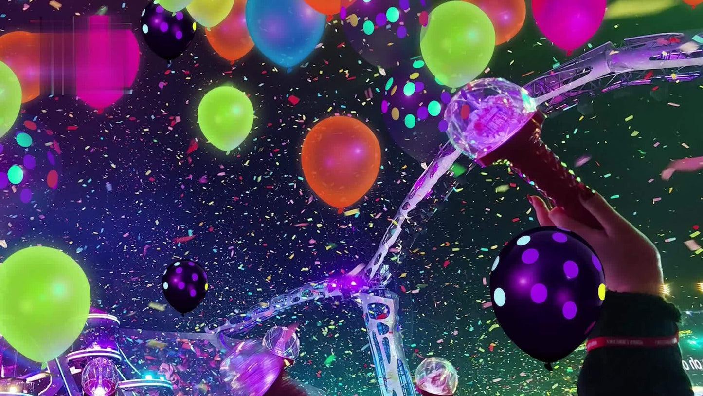 UV Neon Balloon Party Supplies Set with 42 12-Inch Star-Print Balloons for Blacklight Decor