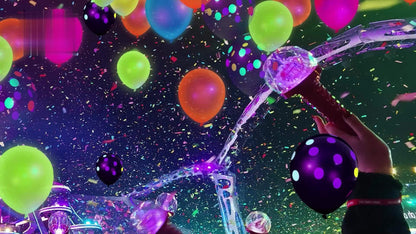 UV Neon Balloon Party Supplies Set with 42 12-Inch Star-Print Balloons for Blacklight Decor