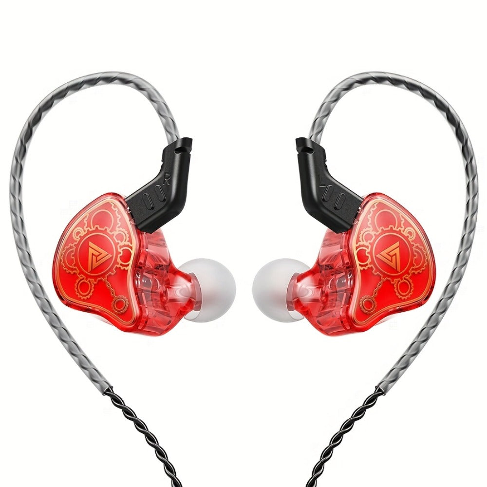 QKZ Hi7T Transparent Dynamic Resin Wired Earphones DJ Monitor HiFi Stereo Heavy Bass for Bedside Audio, Alarms and Room Entertainment