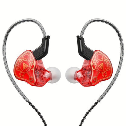 QKZ Hi7T Transparent Dynamic Resin Wired Earphones DJ Monitor HiFi Stereo Heavy Bass for Bedside Audio, Alarms and Room Entertainment