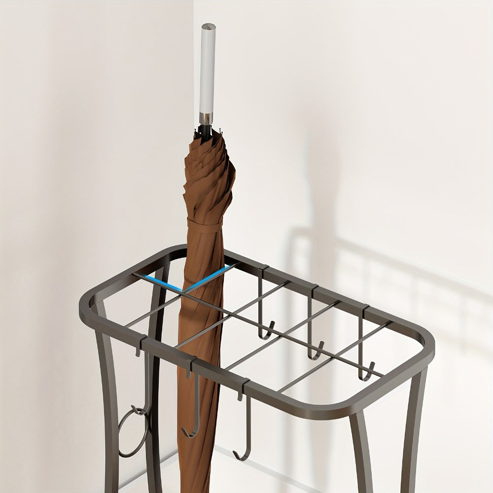 Metal Umbrella Stand with Drip Tray – 4-Tier Freestanding Umbrella Holder, Sleek Polished Finish, Space-Saving Entryway Storage for Home