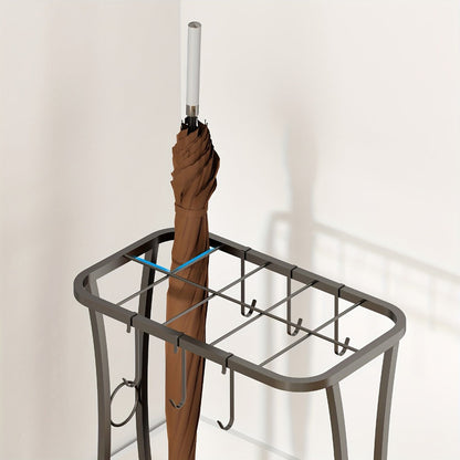 Metal Umbrella Stand with Drip Tray – 4-Tier Freestanding Umbrella Holder, Sleek Polished Finish, Space-Saving Entryway Storage for Home