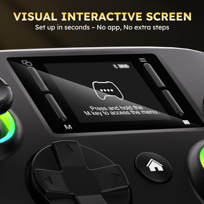 Touchscreen Wireless Gaming Controller in Black with Four Back Buttons and Optional Detachable Phone Bracket