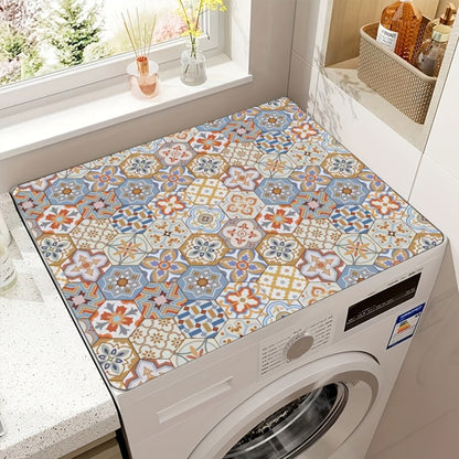 Washing Machine Cover Silicone Decorative Plaid, 23.62x19.69 Inch Kitchen Laundry Room Top Load Washer Protector