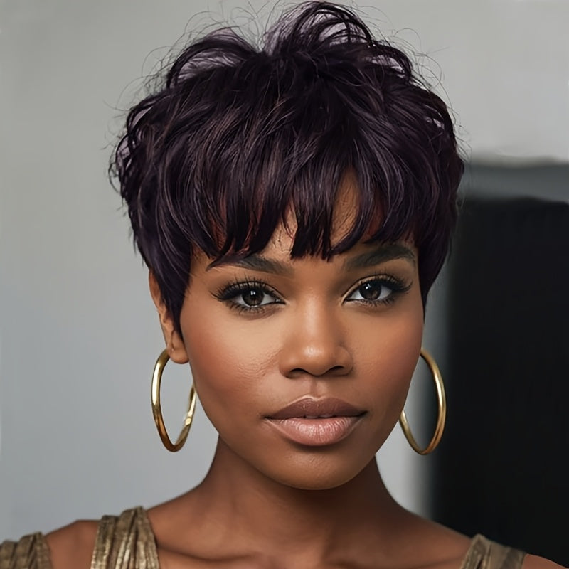 Synthetic Wig 4-Inch Short Body Waves with Full Bangs in Eight Color Options for Costume Looks